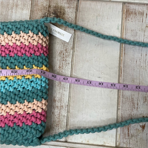 Accessorize London Stripe Macrame Crossbody Bag - Picture 10 of 14